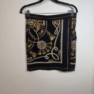 Vintage Cache Faux Wrap Mini Skirt Size 4 Retro Y2k Tassel Rope Print Baroque